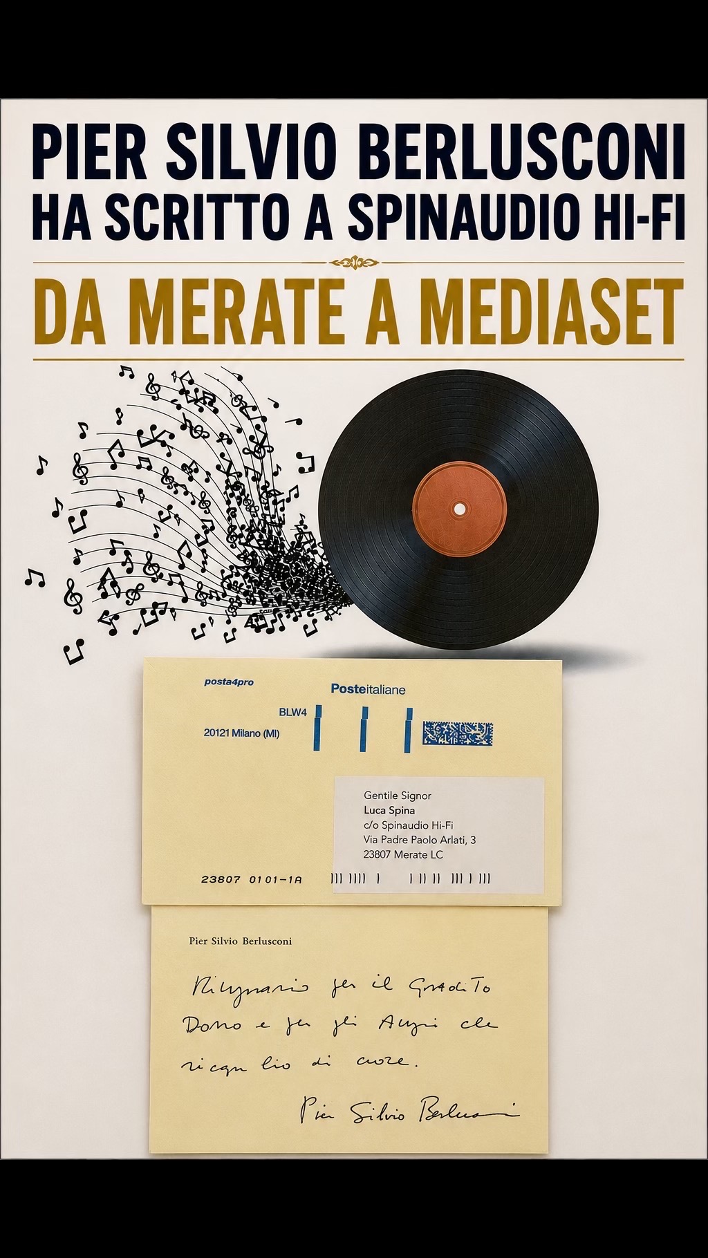 Lettera di Pier Silvio Berlusconi a Spinaudio Hi-Fi